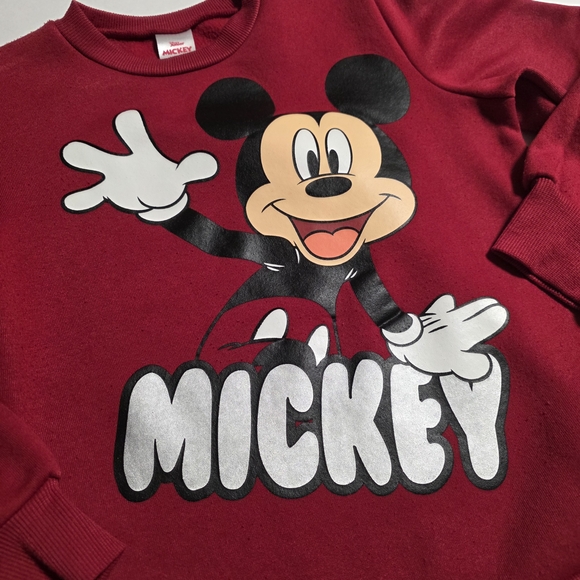 Disney Mickey Mouse Boys 7-8 2-Pc Set: Pullover Sweatshirt Jogger Pants Red/Gary - Picture 3 of 14